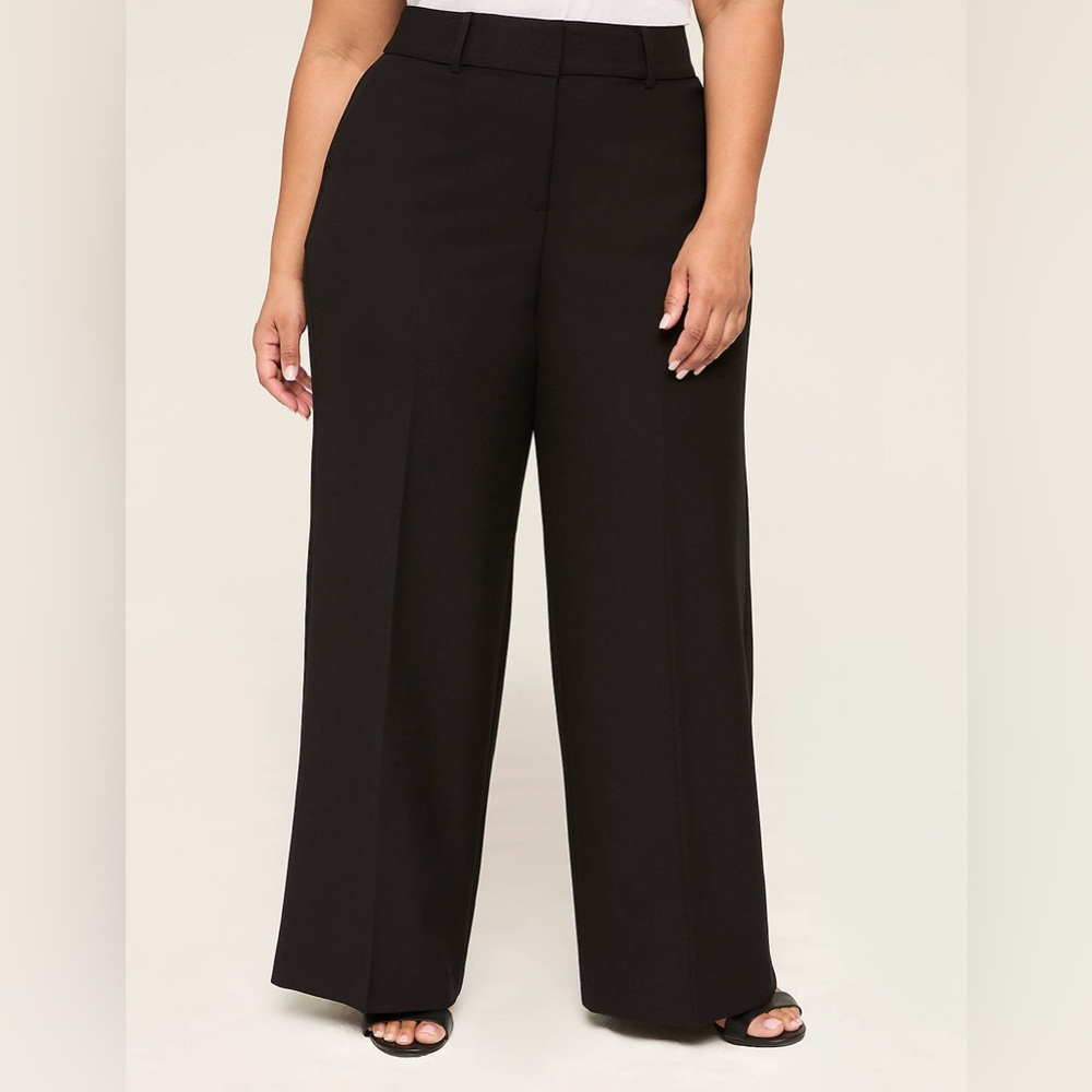 Lane Bryant Perfect Drape Women's High Rise Wide-Leg Pants Black Size 26 NEW